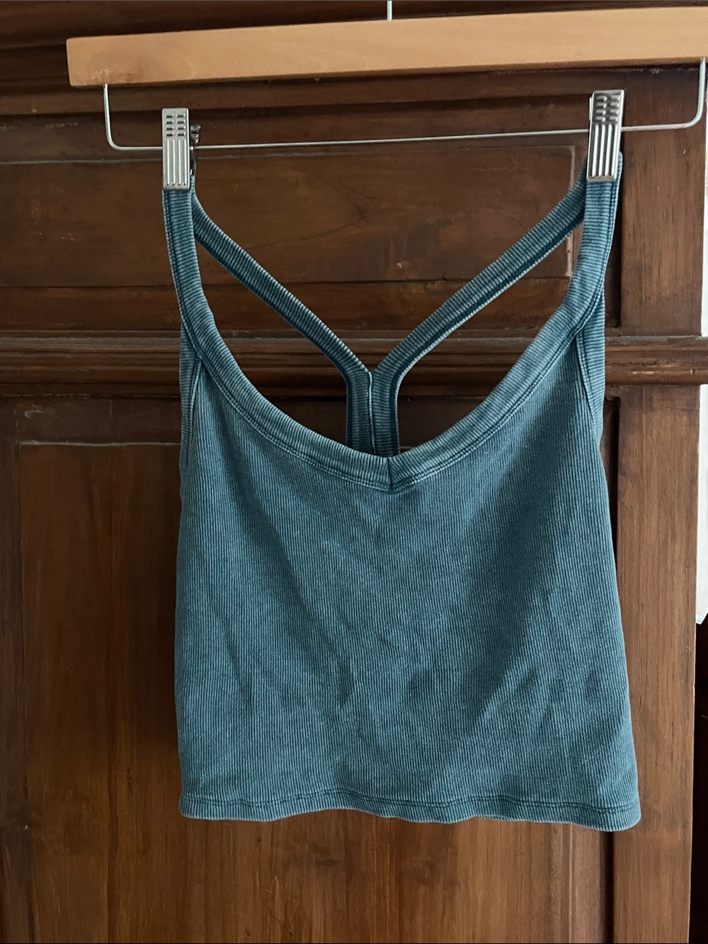 PacSun Teal Ribbed V-Back Tank